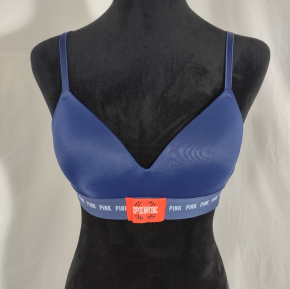 PINK Victoria's Secret Other - PINK VICTORIA'S SECRET Navy Blue Wear Everywhere Wireless Padded Bra Size 32B
